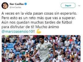 Capture du message d'Iker Casillas pour Asensio. Twitter/IkerCasillas