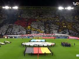 Captura do mosaico feito pela torcida alemã em amistoso contra a Argentina. Captura/TyCSports