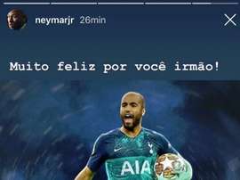 Neymar a félicité Lucas Moura. Instagram/Neymar Jr