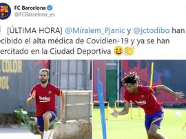 The club gave them the all clear after the relevant PCR tests. Twitter/FCBarcelona_es