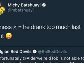 Batshauyi revealed all regarding Alderweireld's absence. Twitter/Batshuayi