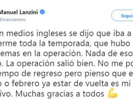 Lanzini invitó al optimismo. Twitter/Lanzini