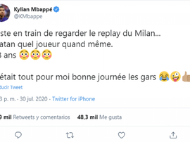 Mbappé, a los pies de Ibra. Twitter/KMbappe