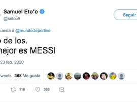 Eto'o made himself clear. Twitter/setoo9