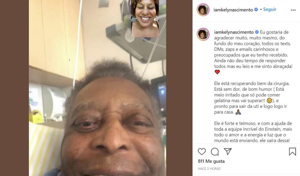 Una de las hijas de pelé tranquilizó sobre el estado de su padre. Instagram/iamkelynascimento