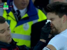 Fede Fernández se llevó la peor parte. MovistarFutbol