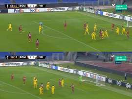 Il primo gol di Calafiori con la Roma. Movistar+
