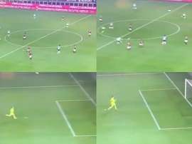 Ilicic spotted the goalie miles off his line and scored. Capturas/MovistarLigadeCampeones