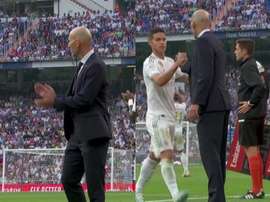 Qu'est ce que James a dit à Zidane lorsqu'il a été remplacé par Vinicius ? Captures/Movistar+