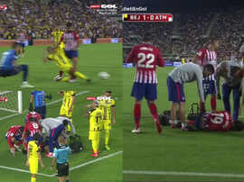 Momento em que atacante sofre lesão. Captura/GolTV