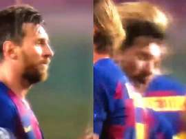 Messi não gostou nada da arbitragem. Captura/MovistarLigadeCampeones