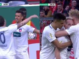 El Heidenheim puso patas arriba el Allianz ante la pasividad de Ulreich. Capturas/Movistar