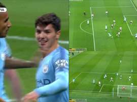 Brahim marcó el primer tanto del City ante el Fulham. Captura/Setanta