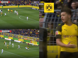 Tir croisé signé Sancho. Capure/BeINSports