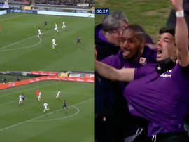 La Fiorentina marcó a los 17 segundos. Captura/Movistar