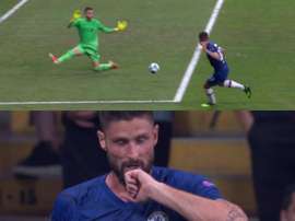 Giroud frappe en premier face au champion d'Europe. Capture/Movistar+