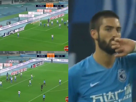 Carrasco a marqué un but olympique. Capture/CCTV5