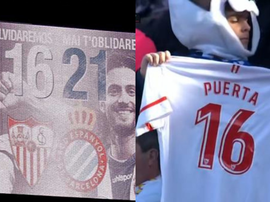 Jaruqe and Puerta were applauded by the crowd. SevillaFC/beiNSports