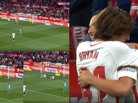 Bryan Gil a marqué le but du 5-0. Capture/beINSports