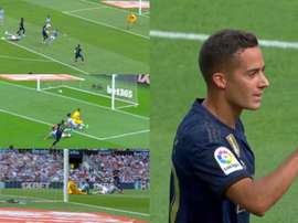 À peine entré en jeu, Lucas Vázquez signe le troisième but. Movistar+