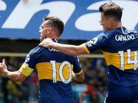 Carlos Tévez marcó el primer gol. Twitter/BocaJrsOficial