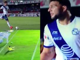 Cavallini tiró el penalti de una forma insólita. Captura/AztecaDeportes
