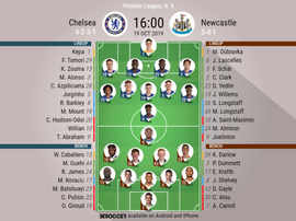Chelsea v Newcastle. Premier League 2019/20. Matchday 9, 19/10/2019-official line.ups. BESOCCER