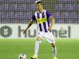 Chus Herrero, disputando un partido con el Valladolid. Twitter