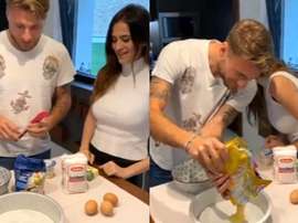 Immobile y su pareja prepararon tortitas. Capturas/GazzettaDelloSport
