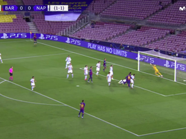 Clément Lenglet ouvre le score de la tête ! Capture/MovistarLigadeCampeones