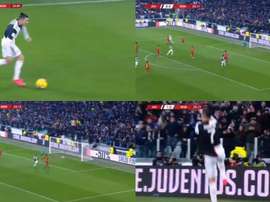 Cristiano Ronaldo avançou pela esquerda para bater cruzado e superar o goleiro Pau. DAZN
