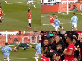 United abriu o placar com bela jogada ensaiada entre Bruno Fernandes e Martial. DAZN