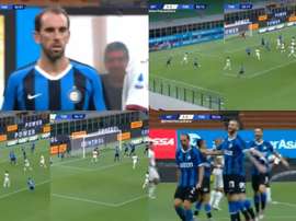 Godín marcó así su primer gol como 'nerazzurro'. Movistar+