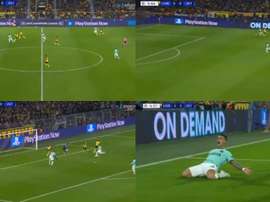 Lautaro sacó petróleo de un balón que era del Borussia. OTv/Movistar+