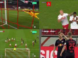 La célébration d'Anthony Modeste contre Leipzig. Movistar+