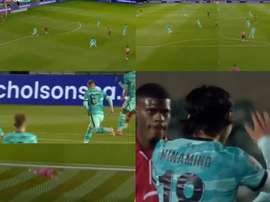 Minamino la coló por toda la escuadra, como si fuera fácil. DAZN