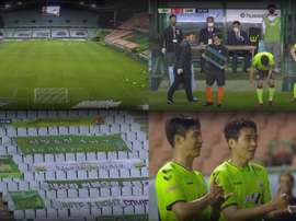 Gradas vacías, cánticos pregrabados y otras particularidades del nuevo fútbol. YouTube/KLeague