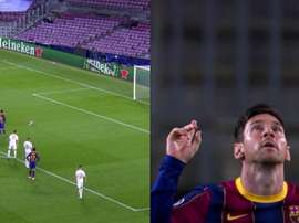 Messi scored Barca's first goal. Screenshot/MovistarLigadeCampeones