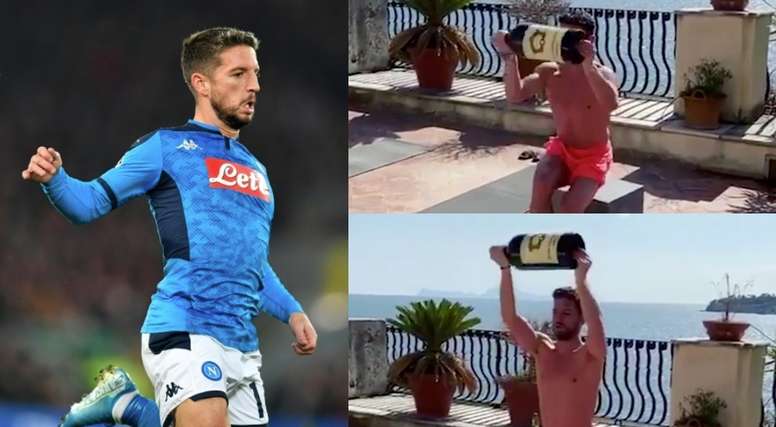 El Peculiar Entreno De Mertens Con Una Botella Gigante De Vino Besoccer