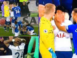 Son quebrou a perna de André Gomes, foi expulso e saiu chorando. Capturas/DAZN