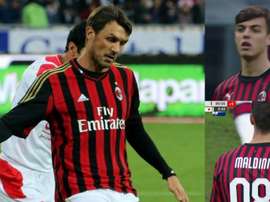 Daniel Maldini, filho de Paolo e neto de Cesare, estreou como jogador do Milan. AFP/ESPN