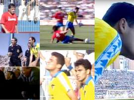 Collage con imágenes del Cádiz-Zaragoza de la última jornada de la temporada 1990-91. Captura/Canal+