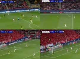 Achraf's goal resembled George Weah's powerful strikes from the 90s. Screenshot/Movistar+