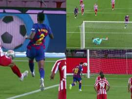 Leo Messi scored a lovely penalty kick to bring up his 700. Capturas/MovistarLaLiga