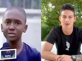 Le beau geste de James à un enfant. TeleAntioquia
