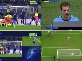 Extraño final de primera parte, con un penalti fallado, en Milán. Capturas/MovistarLigaDeCampeones