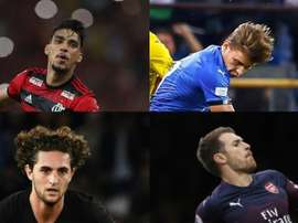 Lucas Paquetá, Nicolò Barella, Adrien Rabiot e Aaron Ramsey, possíveis contratações. EFE/AFP