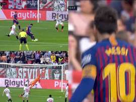 Messi hace que lo difícil parezca un juego de niños. beINSports