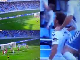 Luis Milla adelantó al Tenerife con un gol olímpico. LaLigaTV