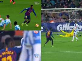 Dembéle marcou ao Leganés. Canal+/Movistar+/ElevenSports